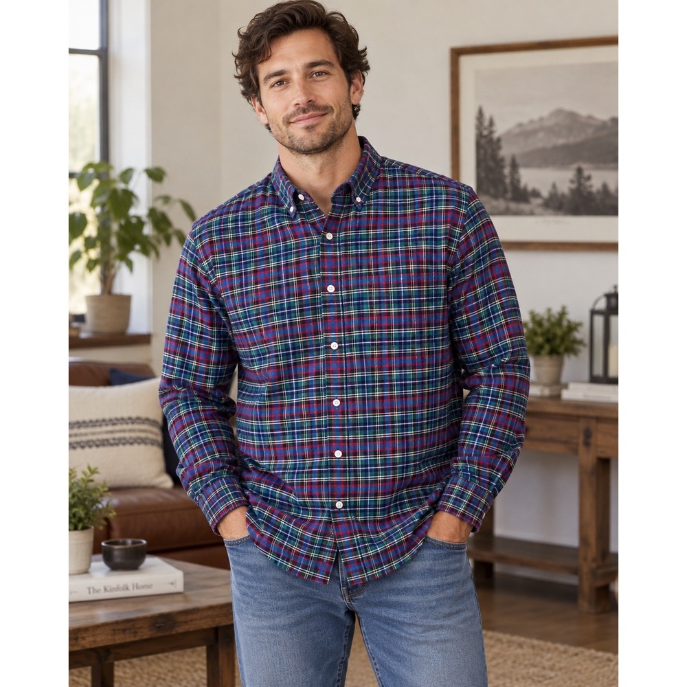Chaps Button Down Shirt Multicolor Plaid Classic Oxford Long Sleeve XL